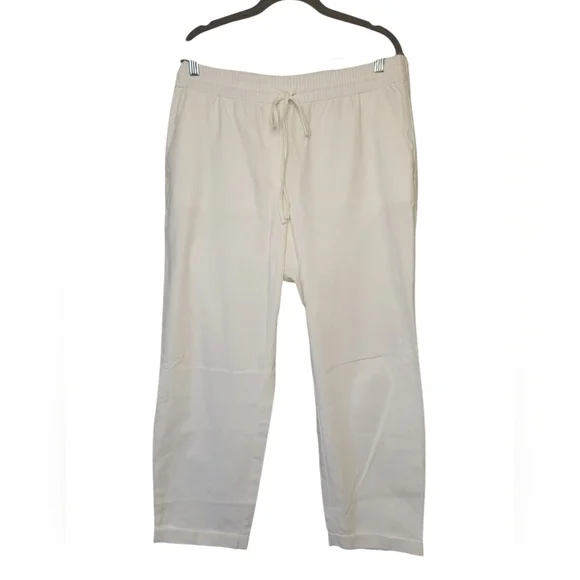 NWOT J.Crew Women's Cream Linen Blend Slim Wide Leg Drawstring Pant Size 12 - Picture 1 of 8
